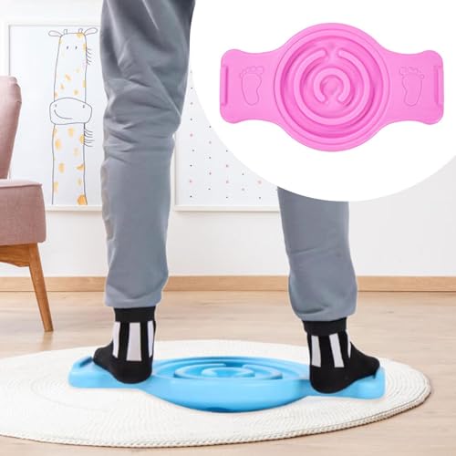 Balance Board Labyrinth Disks Sensory Training Anti-Slip Pedals Wobble Stability Board Strength Training for Kids Skiing Fitness - color: Pink