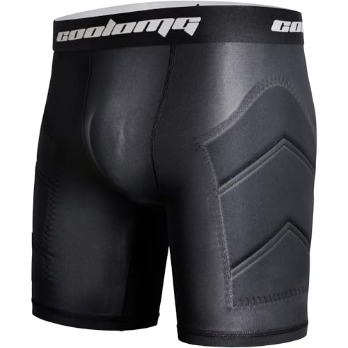 COOLOMG Youth Boys Baseball Sliding Shorts with Cup Pocket - color: Black(no cup), size: Large