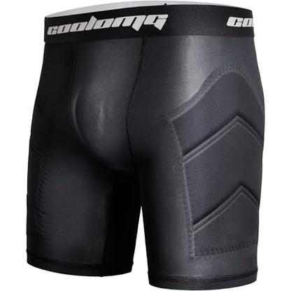 COOLOMG Youth Boys Baseball Sliding Shorts with Cup Pocket - color: Black(no cup), size: Medium