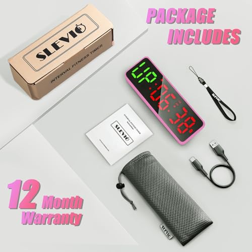 Small Gym Timer Clock Stopwatch Magnetic Workout Interval Timer, Large LED Digital Display, Home Accessories Countdown Clock for Home Gym Garage Schools (Matte Pink) - color: Matte Pink