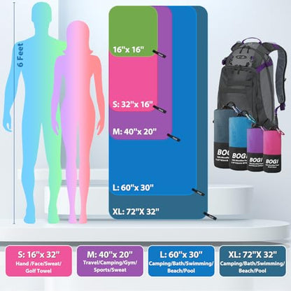BOGI Microfiber Quick Dry Travel Sports Towel, Blue, 40"x20" - color: Blue, size: M:40''x20''