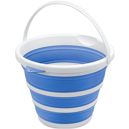 Goderewlid Collapsible Bucket 2.6 Gal/10L, BPA-Free - Space-Saving, Portable Foldable Water Pail for Versatile Use, Home, Outdoors, Car Wash, Camping, Fishing - Blue, Single Pack - color: Blue, size: 10L