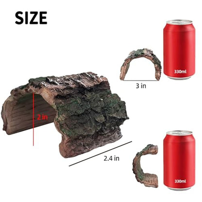 2 Pack Small Betta Log Resin Hollow Tree Trunk Ornament, Aquarium Hideout Reptile Cave Tarantula Hide Terrarium Tank Decor for Fish Shrimp or Small Reptile Scorpion Spider Hermit Crab