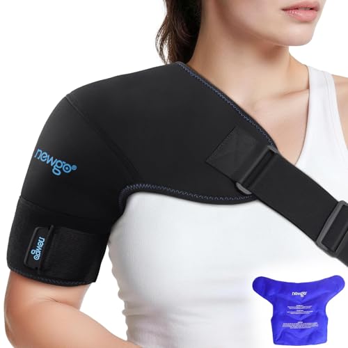 NEWGO Shoulder Ice Pack, Compression for Both Shoulders, FSA Eligible, M - style: Medium-Black