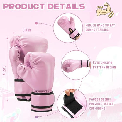 Arrowbash Kids Boxing Gloves and Headgear Set 6oz - color: Pink, style: Peach