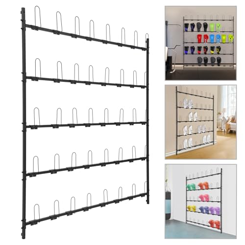 Wall Mounted Boxing Glove Storage Rack, 5-Tier Holder with Hooks, Storage Organizer for Home Gym Training Room