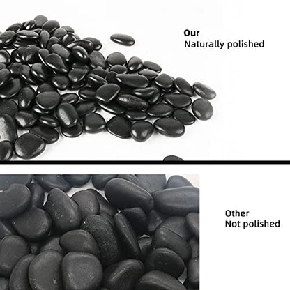 Black Pebbles for Plants 18lb 0.5"- 1" Aquarium Gravel Decorative Polished Stones Natural River Rocks for Fish Tank - size: 18LB, style: Black