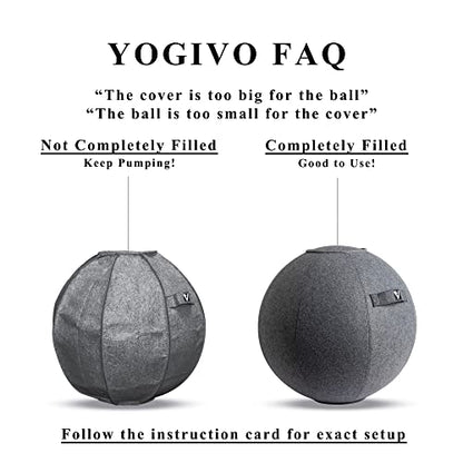 Sitting Ball Chair for Office and Home, Pilates Exercise Yoga Ball with Cover for Balance, Stability and Fitness, Ergonomic Posture Exercise Ball Seat with Handle and Pump - color: Gray