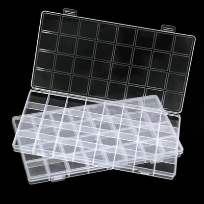 GREENTIME 2 Pack 32 Grids Clear Plastic Storage Organizer Boxes, Diamond Painting Containers, Bead Storage Containers for Small Hardware Small Parts Crafts Jewelry