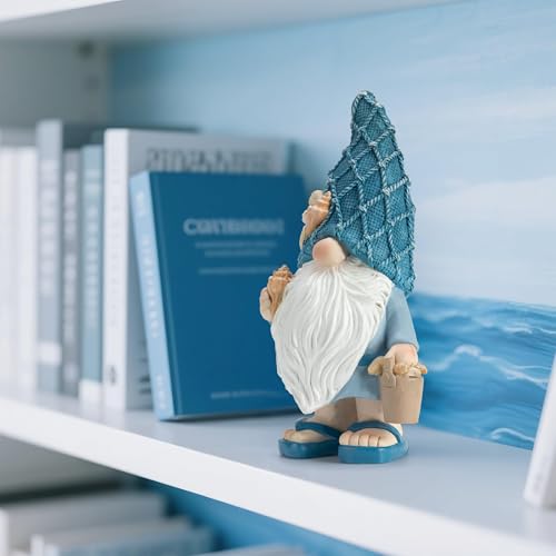 Beach Gnomes Statues,Ocean Gnomes,Nautical Themes Decoration,Beach, Gnome Carrying a Bucket - color: Carrying Bucket of Shells