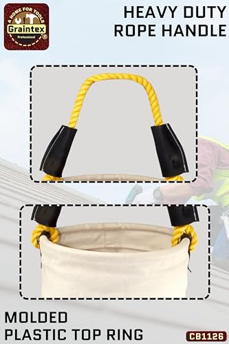 Graintex Utility Canvas Bucket Plastic Bottom 12” x 16” Heavy Duty Canvas - size: 16-Inch deep and 12-Inch diameter