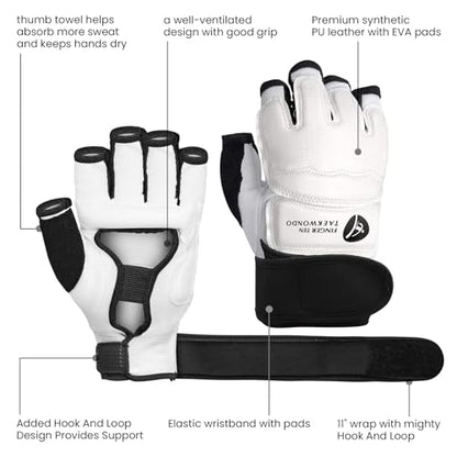 FINGER TEN Taekwondo Sparring Gear Hand & Foot Protector - color: White, size: Large