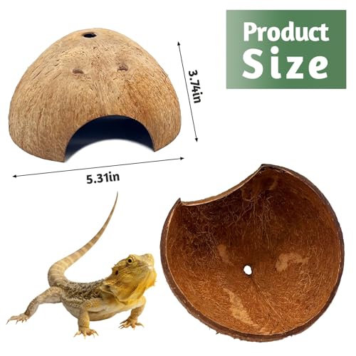 6 PCS Natural Coconut Reptile Hideouts Lizard Coco Hut Hermit Crab Hut Aquarium Fish Hide Cave Spider Snail Climber Toys - size: 6 PCS Smooth Surface