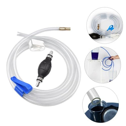 Manual Suction Hose Set for Vehicle and Home, Water and Oil Transfer Siphon Pump with Sturdy Guide Tube for Car Fuel and Aquarium Water Change