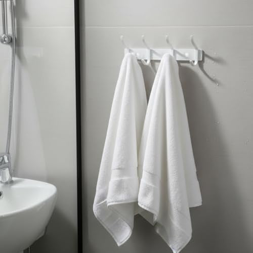 White Coat Rack Wall Mount, 12 Inch Coat Hooks with 4 Hooks, 2 Pack - color: White, size: 4 Hooks 2 Pieces