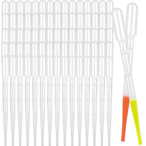 𝟭𝟱𝟬𝟬𝗣𝗰𝘀 𝟯𝗺𝗹 Plastic Pipettes - Disposable Eye Dropping Pipettes for Lab Science, Essential Oil, Home Use, Science Class, DIY Art, Medicine - size: 3ML