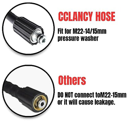 25FT High Pressure Washer Extension Hose 1/4" inch M22-14mm/15mm Fittings Kink Resistant Power Washer Replacement Hose For Most Brand 5800PSI