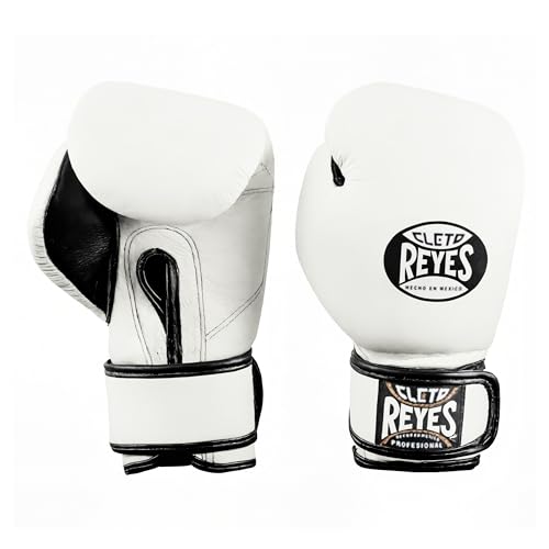 CLETO REYES Professional Boxing Gloves for Kids, Girls and Boys, Training, Sparring and Punching, MMA, Kickboxing, Muay Thai, Leather, Hook and Loop Closure, 3-5 Years, 5.6 oz - color: White