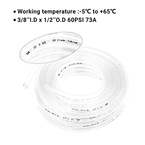 3/8’’ ID × 1/2’’ OD - 50 ft Clear Plastic Vinyl Tubing,Hybrid PVC Tubing Lightweight Non-Toxic vinyl Tube UV Chemical Resistant - size: 3/8'', style: 50 feet