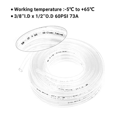 3/8’’ ID × 1/2’’ OD - 50 ft Clear Plastic Vinyl Tubing,Hybrid PVC Tubing Lightweight Non-Toxic vinyl Tube UV Chemical Resistant - size: 3/8'', style: 50 feet