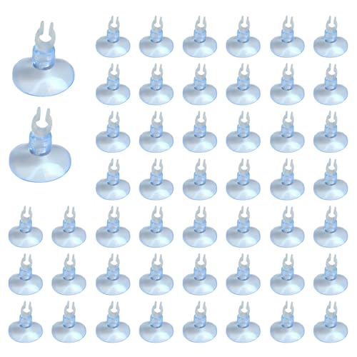 50Pcs Aquarium Suction Cups with Clips Airline Hose Holders for Tubing Small Clear Cup Clamps for Fish Tank Air Line Mini Heater Tube Holder Clamp Clips for Aquarium Air Accessories 3/16