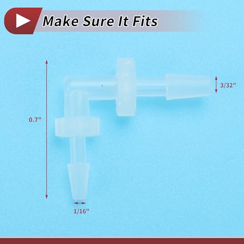 5 Pcs Aquarium Plastic Hose Barb Fitting 1/16" to 3/32" Hose Barb 90 Degree Elbow L Fitting Clear PP - size: 1/16"-3/32"
