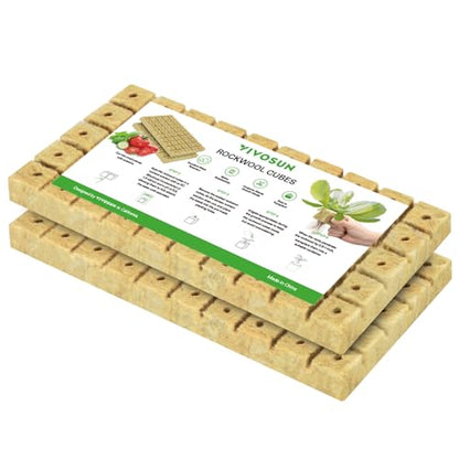 VIVOSUN 1 Inch Rockwool Cubes, 100 Plugs Grow Cubes for Hydroponics, Cuttings, Cloning, Plant Propagation, Seed Startling - size: 1"-100 Plugs