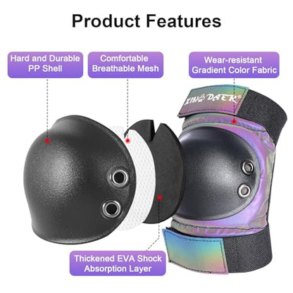 Skating Protective Gear Adult, Knee Pads for Women/Men /Youth, Skate Pads Adult Knee and Elbow Pads with Wrist Guards for Roller Skating, Skateboard, Skateboarding and Scooter
