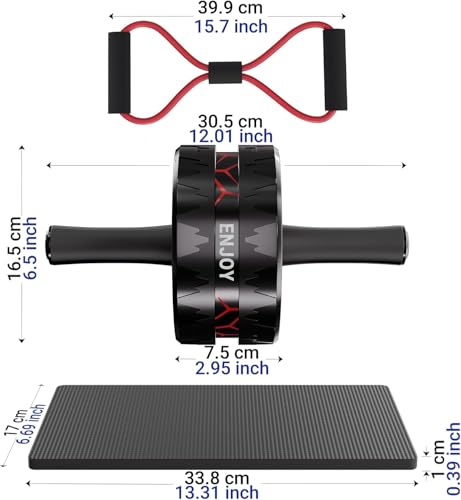 Readaeer Ab Roller Wheel, Ab Exercise Wheels Kit with Ab Roller, Resistance Bands, Knee Mat, Jump Rope, Push-Up Bar