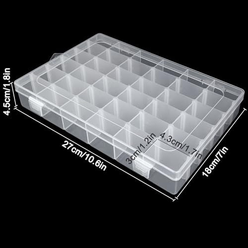 2 Pack Bead Storage Containers with Adjustable Dividers - for Jewelry Making, Craft Supplies, Fishing Tackle, with 2 Sheets Label Stickers - Compatible with Beads, Earrings, and Small Hardware - size: 2 Pack 36 Compartments