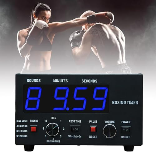 Professional Gym Interval Timer, Boxing Interval Clock with Large Clear LED Display and Buzzer, Volume Adjustable, Rest Time and Training Time Adjustable Flexibly, for Gym, Boxing Gym - color: Blue