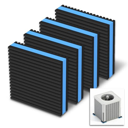 4 Pack Anti Vibration Pads 4" X 4" X 7/8" Heavy Duty Vibration Damping Pads,Ribbed Rubber Pads for Air Compressor,Washing Machine,Treadmill,HVAC (Blue)