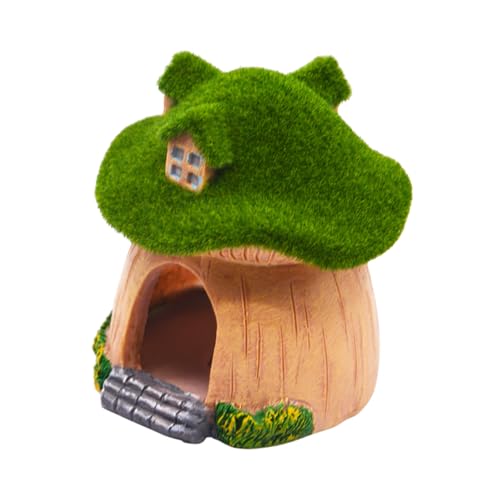 AnRui Green Moss Mushroom Aquarium Decor Cute Fish Tank Decorationss Resin Aquarium Decor Hideout Cave Ornament for Small Fish, Shrimp, Hermit Crab, Goldfish and Reptiles