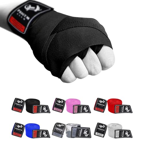 Boxing Hand Wraps Advance Inner Gloves for Punching Elasticated Bandages Under Mitts Great Protection Boxing Wrap for MMA, Muay Thai, Kickboxing, Martial Arts & Combat Sports - color: Black