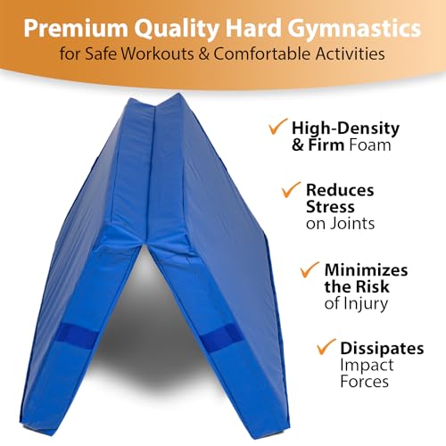 Foamma Gymnastics Mat - 4" x 2 ft x 6 ft, Blue Foldable Landing Pad for Kids and Adults, High-Density and Waterproof Tumbling Mat, Ideal for Wrestling, Gymnastics, Indoor and Outdoor Use - size: 2ft x 6ft