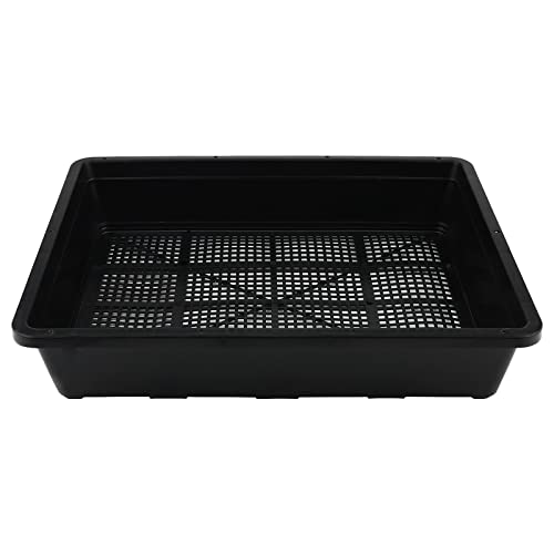14 Pack 15 x 12 Inch Seed Starter Trays, Plastic Garden Mesh Bottom Plant Germination Trays, Black Growing Tray for Seedling, Microgreen, Soil Blocks, Wheatgrass, Hydroponic and Fodder Systems