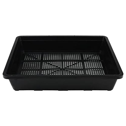 14 Pack 15 x 12 Inch Seed Starter Trays, Plastic Garden Mesh Bottom Plant Germination Trays, Black Growing Tray for Seedling, Microgreen, Soil Blocks, Wheatgrass, Hydroponic and Fodder Systems