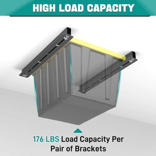 EVERHANGER Ceiling Storage Rack, Heavy Duty Overhead Garage Storage Rack | Adjustable Ceiling Bin Storage System, 6 Sets for 5 Bins, 26 Inch - style: For 5 Bins