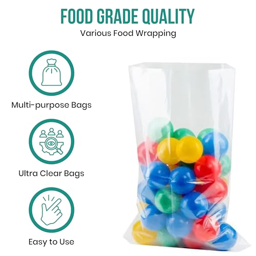 Levex - 14" x 36" (10 Count) Open End Flat Top - 4-Mil Super Heavy Duty Clear Poly Bags for Packaging, Shipping, Storage & Food (Bags Do Not Have a Seal or Prints)