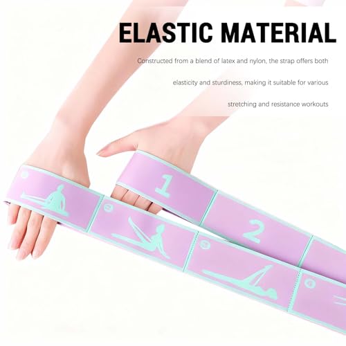 2- Pack Stretching Strap with 8 Loops - Multi-Loop Yoga Straps, Elastic Stretch Bands for Pilates, Dance, Gymnastics, Physical Therapy, and Exercise - color: Black,Purple