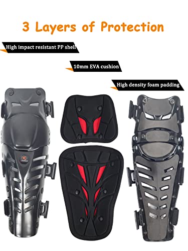 RIDBIKER Motorcycle Knee Shin Guards, Bendable MTB Knee Pads - color: Red, size: Medium