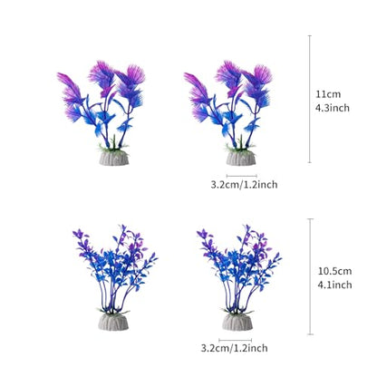 25 Pack Artificial Aquarium Plants, Small Size 4 inch Approximate Height Fish Tank Decorations Home Décor Plastic Light Purple