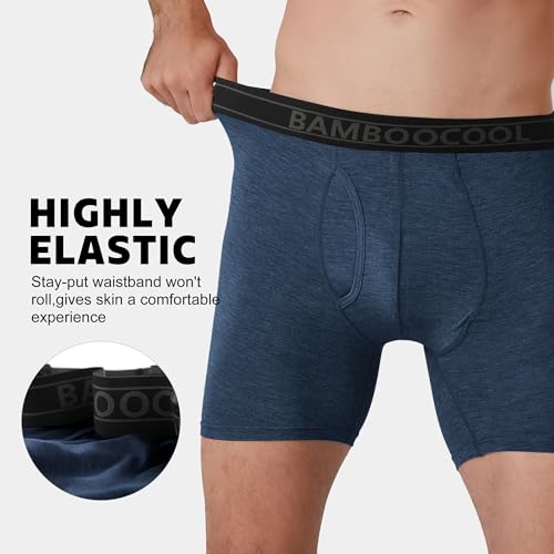 BAMBOO COOL Ultra Soft Mens Underwear Boxer Briefs Multi-pack - color: 1brickred/1green/4blue（6 Pack）, size: XX-Large