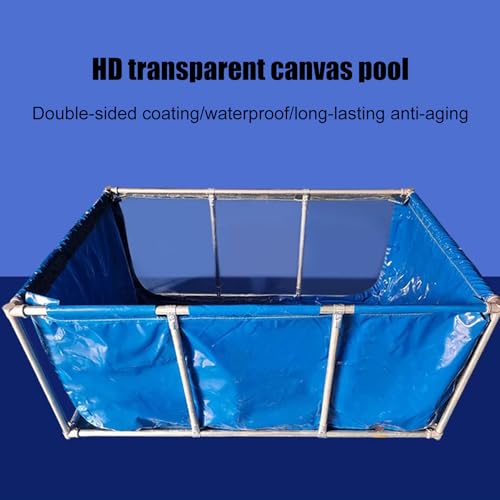 PVC Canvas Fish Pool Pond for Koi Fish Turtles Swimming, Aquarium Transparent Viewing Window Pool Pond with Drain Valve and Frame, Large Aquaculture Pool Temporary Holding Water Storage Tank - size: 200*150*40cm