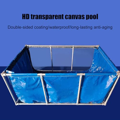 PVC Canvas Fish Pool Pond for Koi Fish Turtles Swimming, Aquarium Transparent Viewing Window Pool Pond with Drain Valve and Frame, Large Aquaculture Pool Temporary Holding Water Storage Tank - size: 300*200*60cm