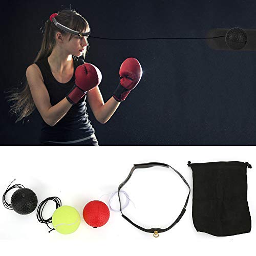 Boxing Ball Set, Adjustable Speed Reaction Training for Home Gym Gel Black Red Green 3 Balls 1 Headband 1 Bag