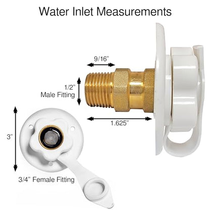 RV Water Inlet Connection. RV City Water Inlet With Check Valve. Inlet Hose Connector. Hose Flange Hookup For RV Camper (white).