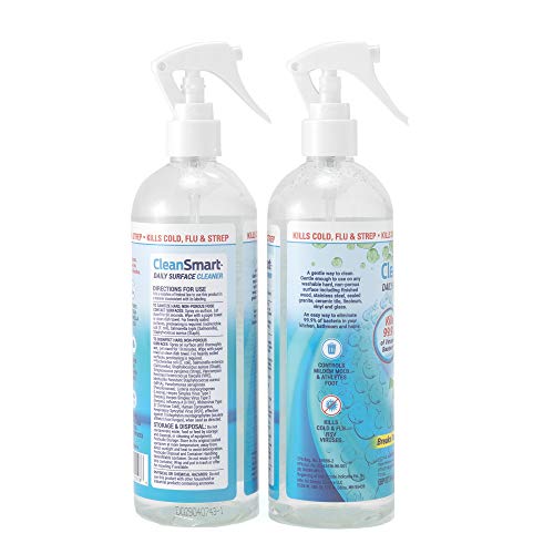 CleanSmart Daily Surface Cleaner and Pet-Safe Disinfectant, 16 oz (3 pack) | Hypochlorous Acid Spray Kills 99.9% of Viruses and Bacteria, No Harsh Residue, Food Contact Surface Sanitizer, No Rinse - size: 16 Fl Oz (Pack of 3)