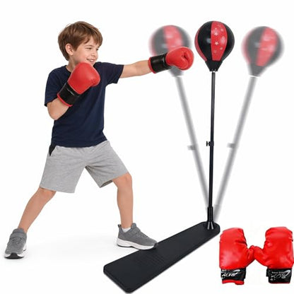 Elevon Punching Bag with Stand, Ajustable Height Punch Bag Stand with Gloves, Easy to Assemble Sports Training, 4ft x 12" – Multiple