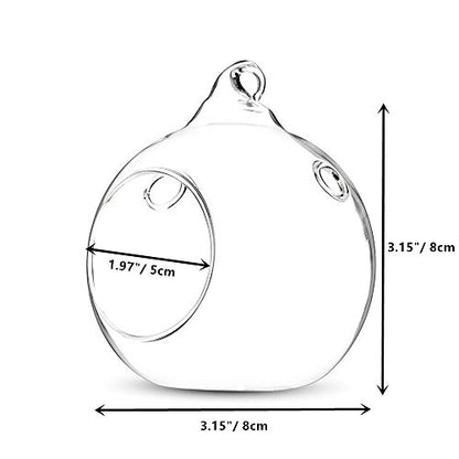 24 Pcs 3.15"/ 8cm Hanging Glass Tealight Holder Globe, Package Improved Plant Terrariums Glass Orbs Air Plants Tea Light Candle Holders, Home Decor Indoor Outdoor Garden (With 2 Holes, 20 Pcs + 4 Pcs) - size: 24 Pcs